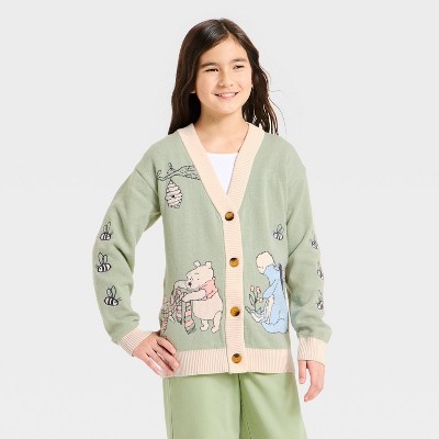 Girls' Winnie the Pooh Cardigan - Green XS