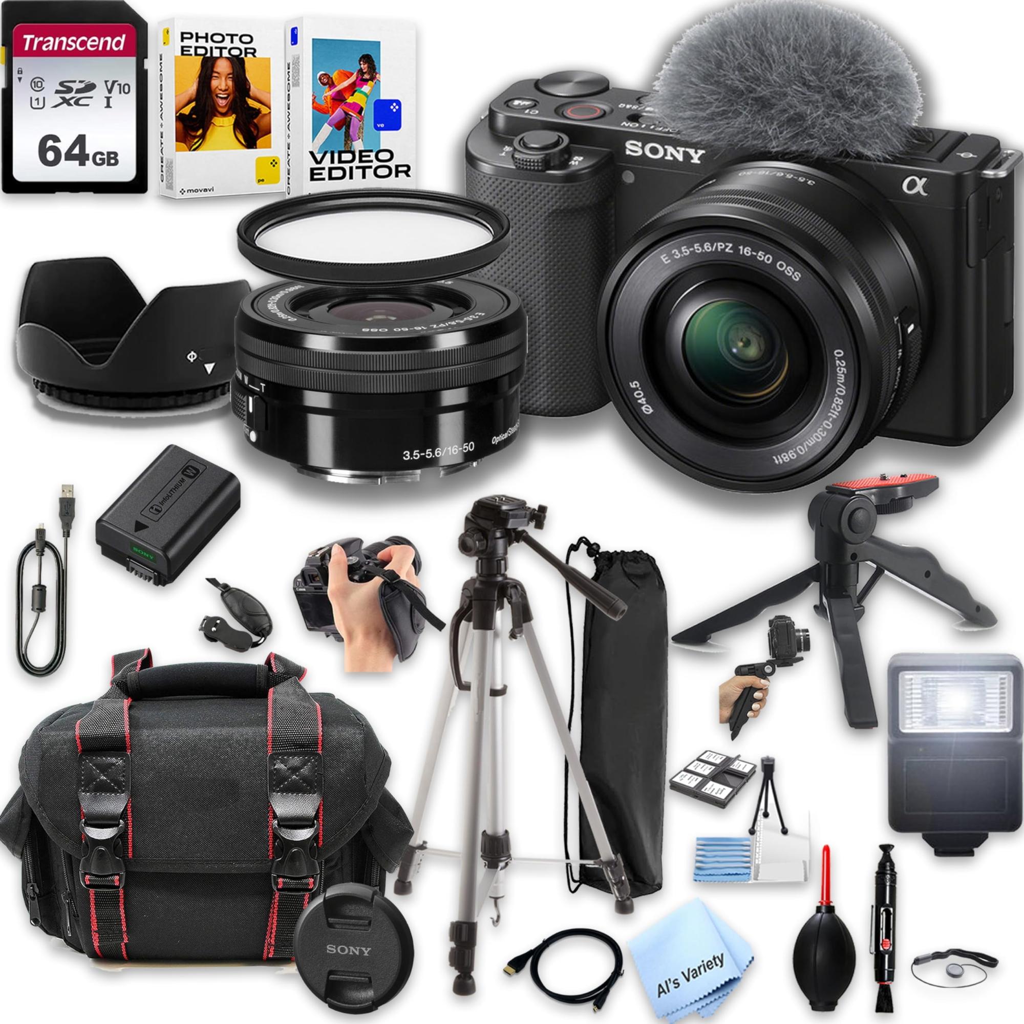 Sony ZV-E10 Mirrorless Camera with 16-50mm Lens + 64GB SD Card Walmart