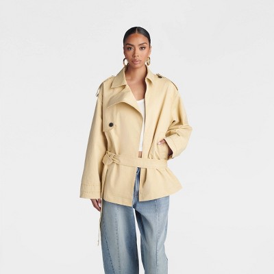 KBB by KAHLANA Women's Drop Waist 'The Belted Trench Jacket' - Khaki S