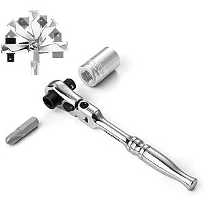 DURATECH 1/4" Drive 2 in 1 Flex Head Socket & Bit Driver Ratchet Handle $10