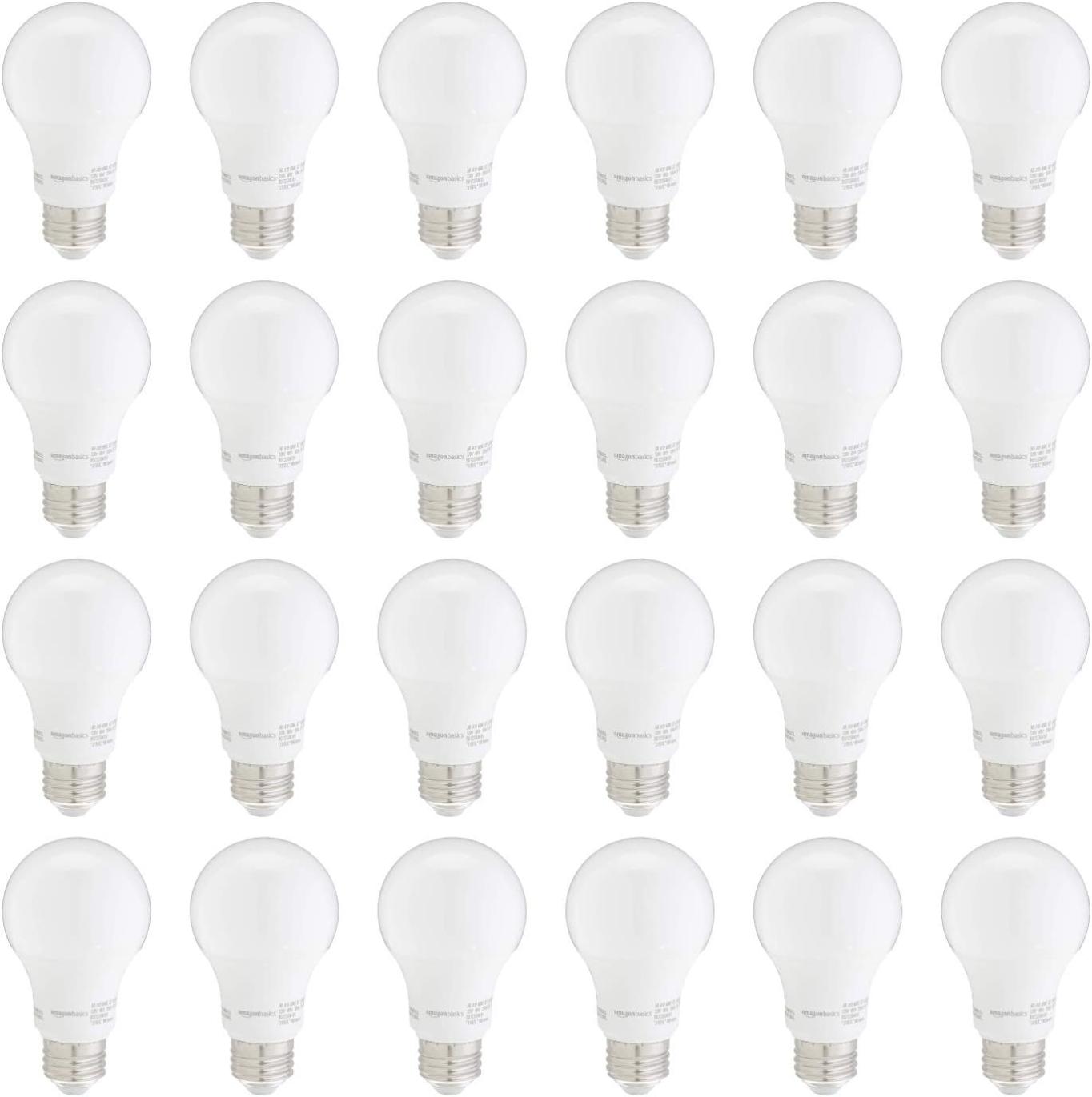24-Pack Amazon Basics 9W A19 60W Equivalent Non-Dimmable LED Light Bulbs Amazon