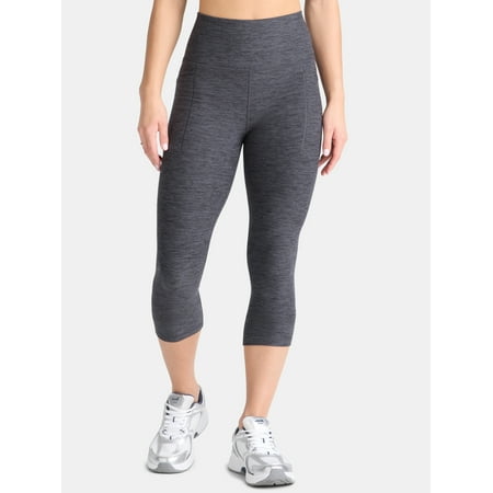 Athletic Works Women's and Women's Plus ButterCore Capri Leggings with Pockets, 21" Inseam, Sizes XS-4X