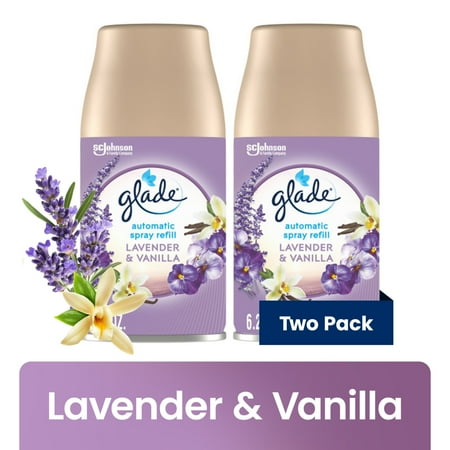 Glade Automatic Spray Refills, Air Freshener, Infused with Essential Oils, Lavender & Vanilla, 6.2 oz, 2 Count