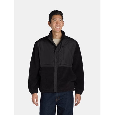 ANDE Men's High Pile Fleece and Nylon Zip Jacket, Sizes S-3X