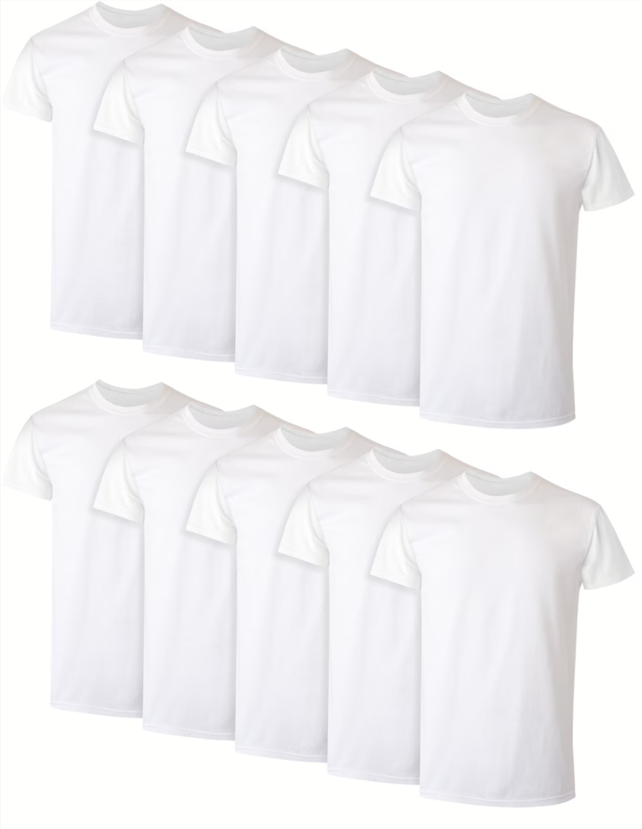 10-Pack Hanes Men's Super Value Pack White Crew T-Shirt Undershirts Walmart