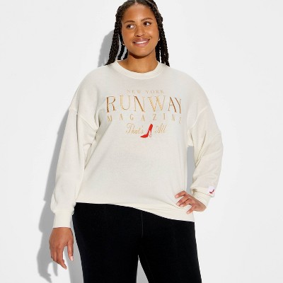 Women's Crewneck The Devil Wears Prada Runway Magazine Graphic Pullover Sweatshirt - Cream 1X