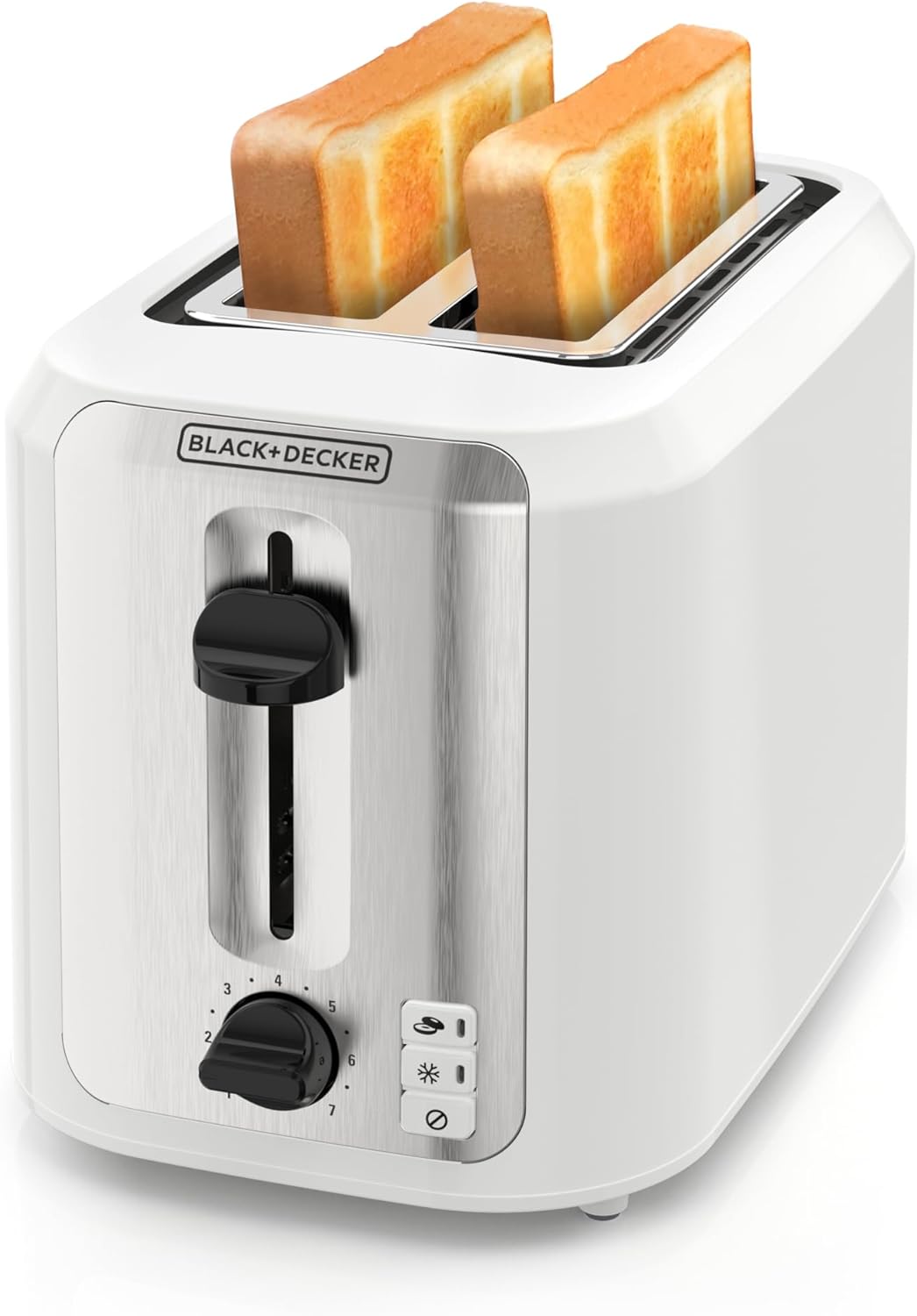 BLACK+DECKER 2-Slice Toaster, Extra-Wide Slots, 7 Shade Settings, Bagel & Frozen Functions, Removable Crumb Tray, Baked Stone Off-White
