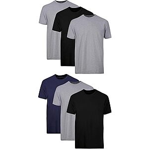 6-Pk Men's Hanes Stay-Tucked Soft Cotton Undershirts (White/Black/Asstd) $18