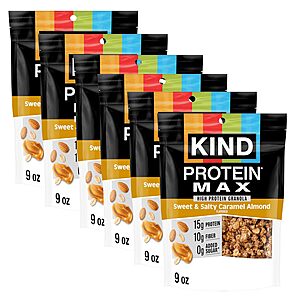 Select Amazon Accts: 6-Pack 9oz. Kind Protein Max 15g Protein Granola (Caramel) $13.30