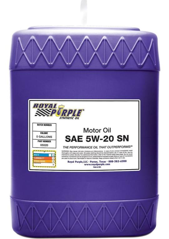 5-Gallon Pail Royal Purple SAE 5W-20 Synthetic 05520 RP Series Motor Oil Walmart