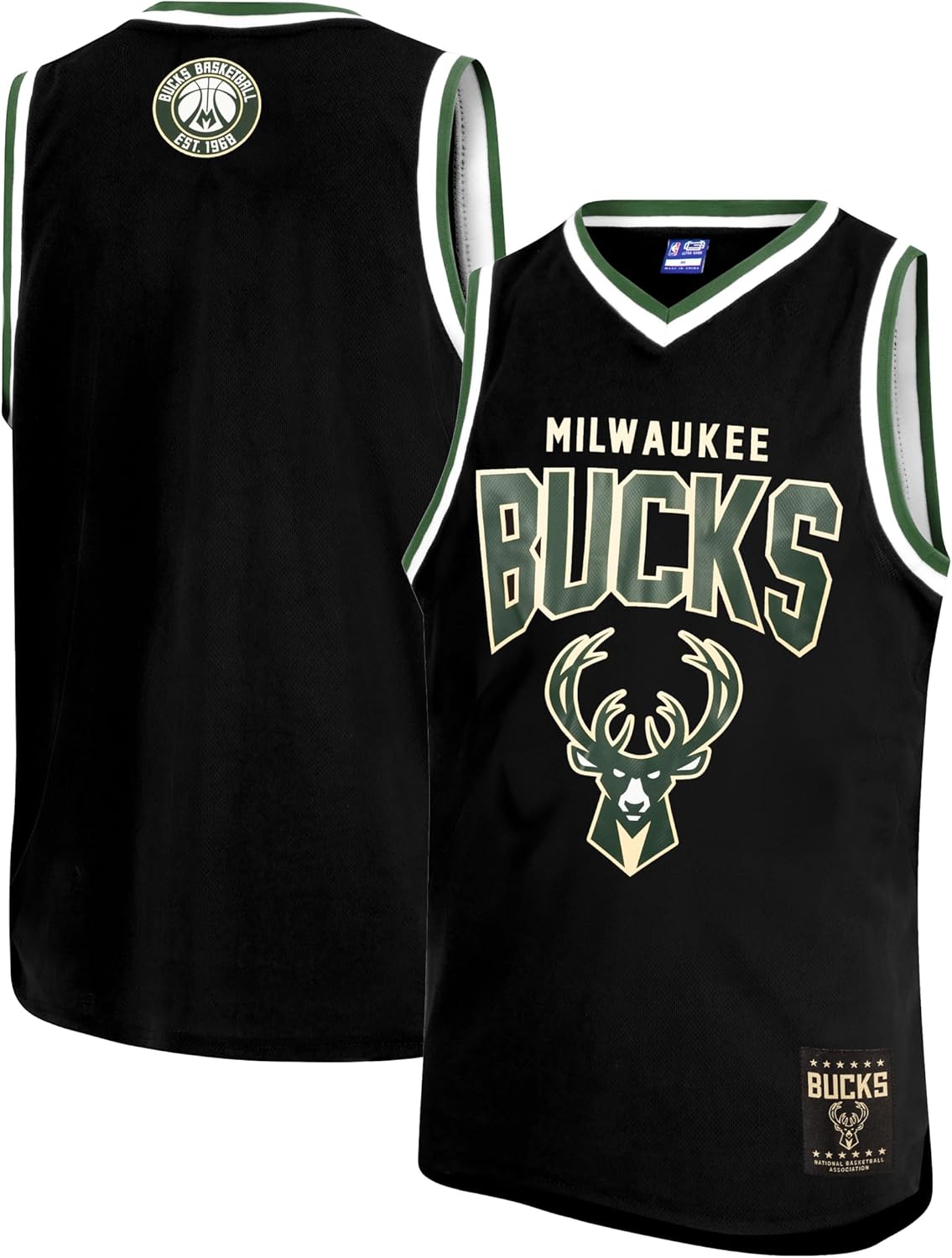 Ultra Game NBA Official Youth Sleeveless Mesh Tank Top Muscle T-Shirt, Milwaukee Bucks, Black, 10-12