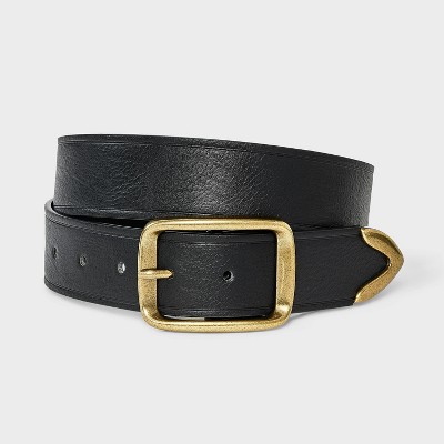 Beveled Buckle with Metal Tip Belt - Universal Thread™ Black M