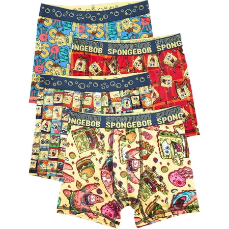 Spongebob Squarepants Boys Boxer Brief Underwear, 4-Pack, Sizes XS-XL