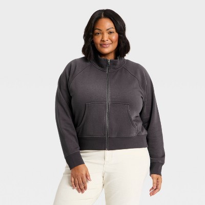 Women's Full Zip Fleece Sweatshirt - Universal Thread™ Charcoal Gray XXL