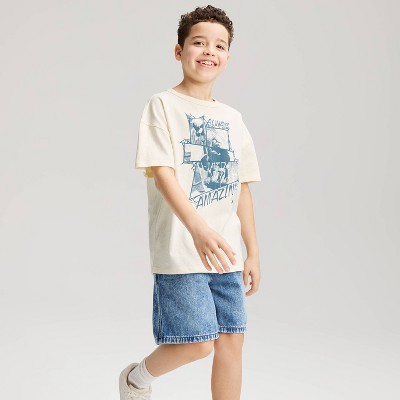 Boys' Short Sleeve Spider-Man Oversized Graphic T-Shirt - Cat & Jack™ Cream L Husky