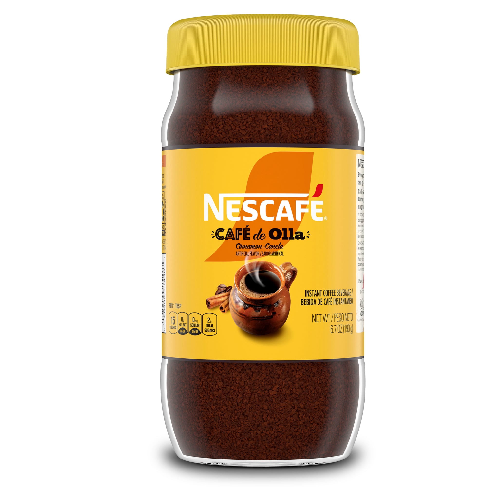 NESCAFÉ Café de Olla, Cinnamon Flavored Instant Coffee, 6.7 oz, 1 Jar