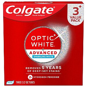 3-Pk 3.2-Oz Colgate Optic White Advanced Hydrogen Peroxide Toothpaste 2 for $7 + Free Pickup