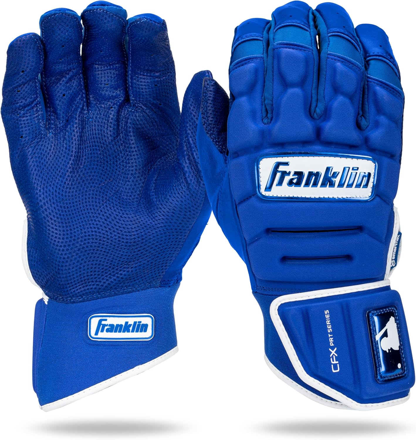Franklin Sports MLB Batting Gloves - CFX Pro PRT Heavy Duty Protective Baseball + Softball Batting Gloves - Adult Padded Reinforced Leather - Adult Small - Royal