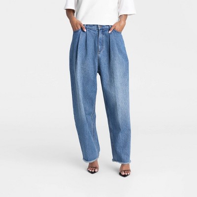 KBB by KAHLANA Women's High-Rise Barrel Leg 'The Devin Jean' - Medium Wash 12
