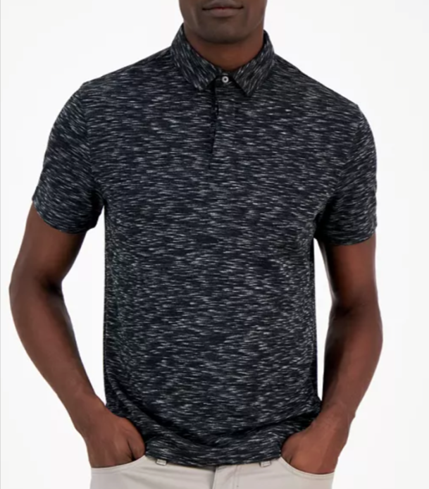 Alfani Alfatech Short Sleeve Marled Polo Shirt Macys
