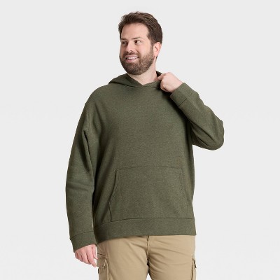 Men's Big & Tall Every Wear Fleece Hooded Sweatshirt - Goodfellow & Co™ Olive Green 4XL