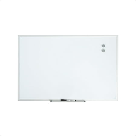 U Brands 35 x 23 in. Magnetic Dry Erase Whiteboard with Silver Metal Frame, Includes 2 Magnets, Marker, and Tray