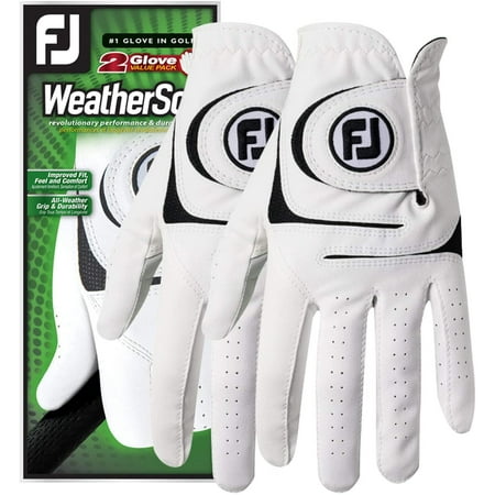 FootJoy Men's WeatherSof Golf Glove - 2 Pack, ML, Left Handed, White