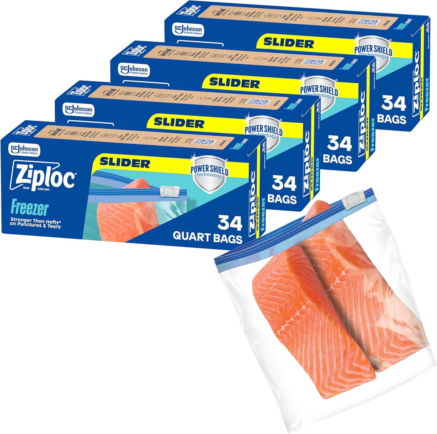 136-Count Ziploc Quart Food Storage Slider Bags Amazon