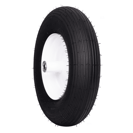 Hi-Run Ribbed 4.80/4.00-8 4PR Flat Free Wheelbarrow Tire and 5/8" Bore Wheel Assembly