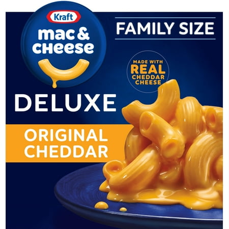 Kraft Deluxe Mac and Cheese, 1 Family Size Box, for Easy Dinner or Dinner Sides, Original Cheddar Flavor, No Artificial Dyes or Flavors, 24 oz