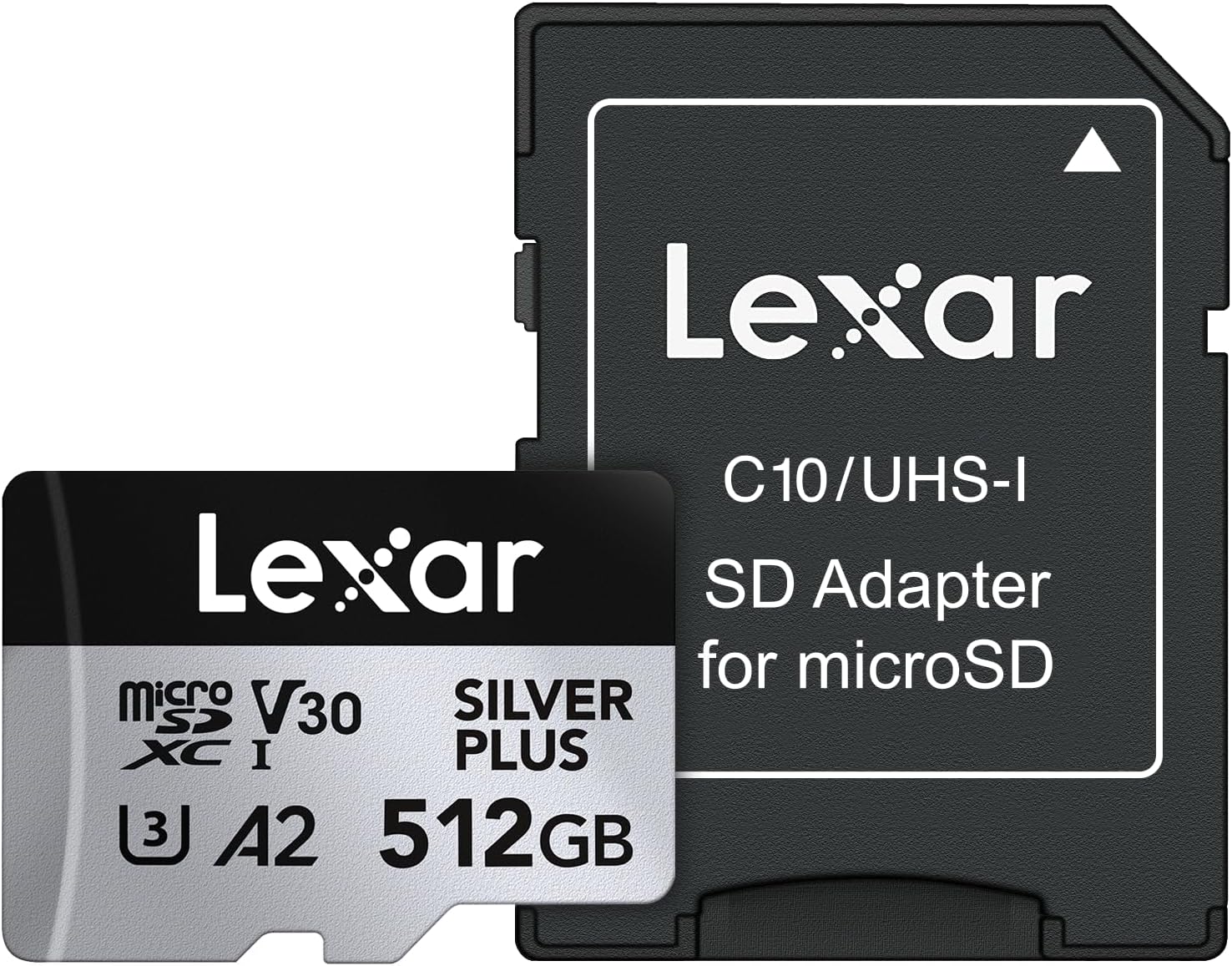 Lexar 512GB Professional Silver Plus Micro SD Card, UHS-I, C10, U3, V30, Full HD & 4K, Up to 205/150 MB/s microSDXC Memory Card, for Videographers, Gamers (LMSSIPL512G-BNANU)