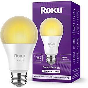 Roku Smart A19 WiFi Dimmable Light Bulb (White) $2.50