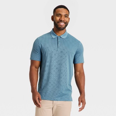 Men's Short Sleeve Textured Polo Shirt - All In Motion™ Assorted Blues XS