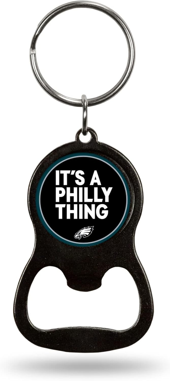Rico Industries NFL Football Philadelphia Eagles It's A Philly Thing Slogan Black Bottle Opener Colored Keychain, 1.25" x 3.75"