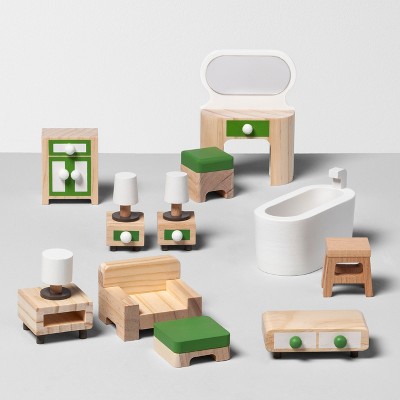Toy Dollhouse Furniture Accessories - Hearth & Hand™ with Magnolia: Wood Vanity Set, Lamp, Chair, No Assembly Required