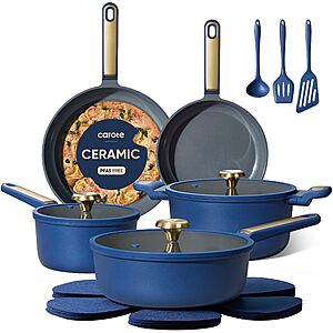 16-pc CAROTE Ceramic Pots & Pan Cookware Set (blue) $40 + Free S&H
