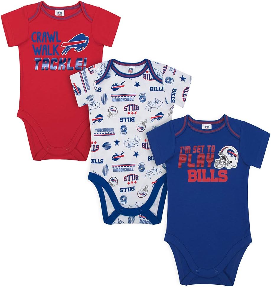 Gerber NFL baby boys 3 Pack Short Sleeve Bodysuit, Team Color, 18 Months US