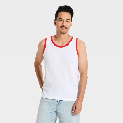 Men's Casual Fit Tank Top - Goodfellow & Co™ White/Red L