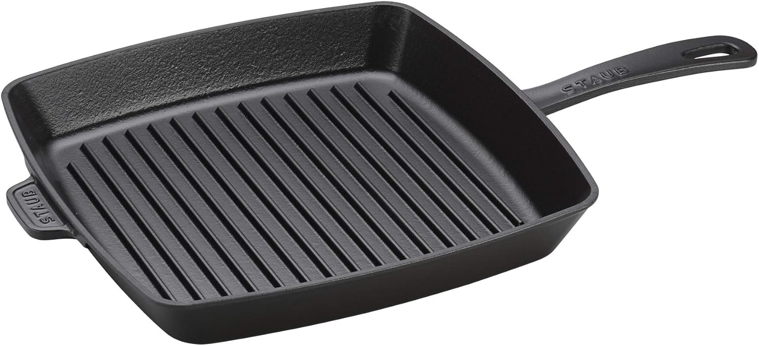 Staub Cast Iron 12-inch Square Grill Pan - Matte Black, Made in France