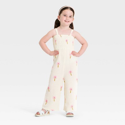 Grayson Mini Toddler Girls' Palm Jumpsuit - Cream 2T