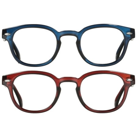 Bklyn, Harman +1.50, Adult ,Unisex, Plastic Reading Glasses & Pouches Value Pack , 2 Ea