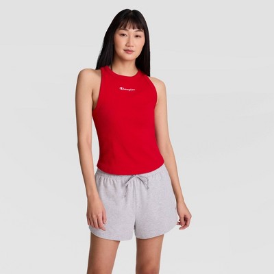 Champion Women's Iconic Essentials Ribbed Tank Top - Red M