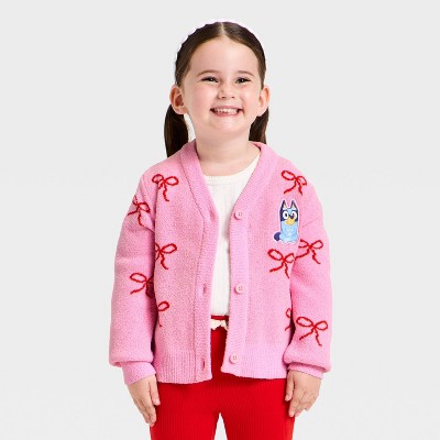 Toddler Girls' Bluey Cardigan Sweater - Pink 2T