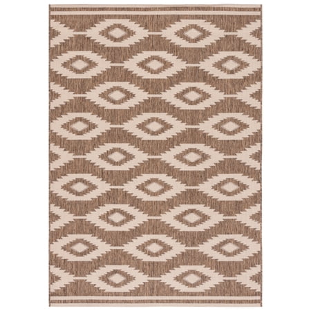 SAFAVIEH Beach House Vasiliki Geometric Indoor/Outdoor Area Rug, Cream/Beige, 5'3" x 7'6"