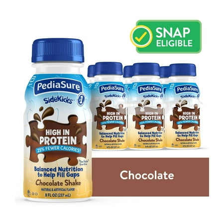 PediaSure SideKicks Kids Chocolate Protein Shake, 8 fl oz Bottle, Pack of 6