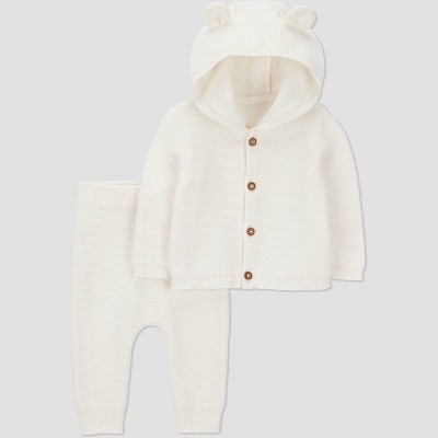 Carter's Just One You® Baby 2pc Hooded Bear Sweater and Jogger Pants Set - Cream 12M