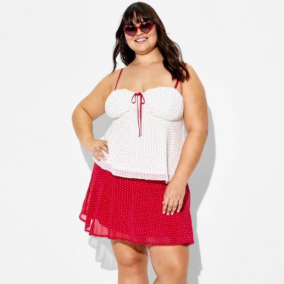 Women's Drop Waist Mini Skirt - Wild Fable™ Red Polka Dots 4X
