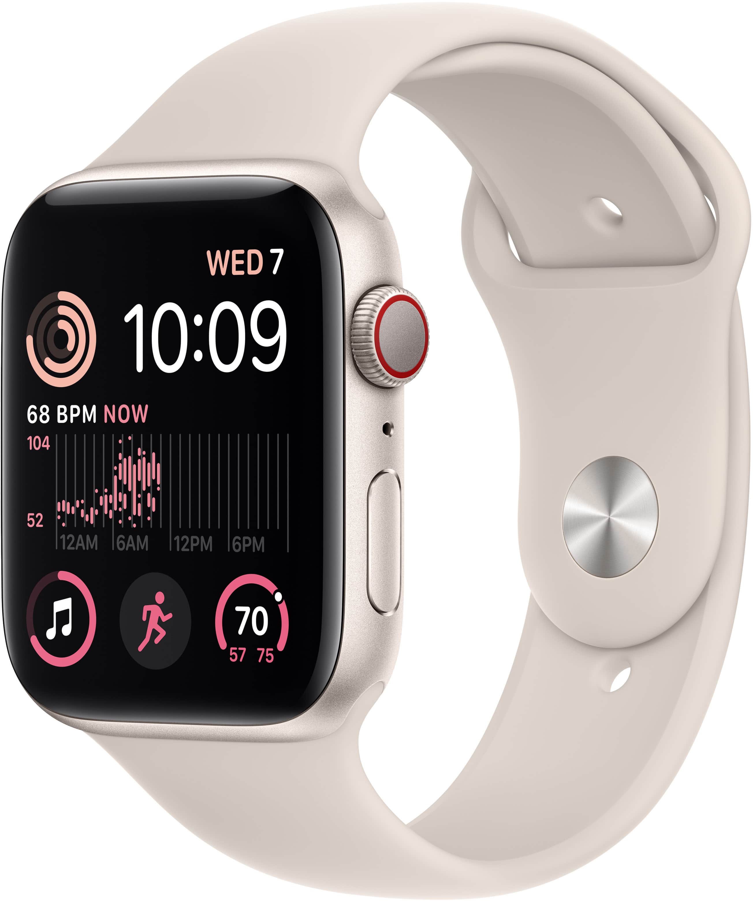Refurbished Apple Watch SE 2nd Generation (GPS + Cellular) 44mm Aluminum Case with Starlight Sport Band - S/M - Starlight - (2022)