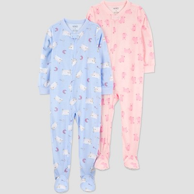 Carter's Just One You® Toddler Girls' 2pk Poly Pigs and Sheep Pajama Set - Pink/Blue 4T
