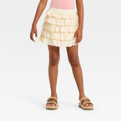 Girls' Tiered Mini Skirt - art class™ Cream XS